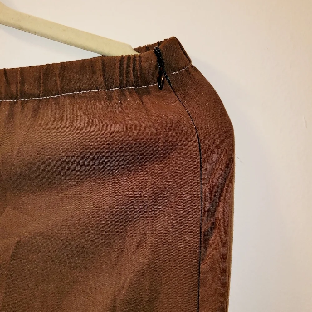 Cordelia Tiered Boho Flower Beaded Brown And Tan Maxi Skirt Size S Cottage core - Picture 8 of 8